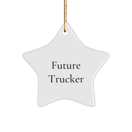 Funny Trucker Gifts from Family for Future Trucker Unique Christmas Star Ornament - Image 1