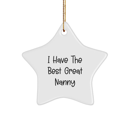 Funny Nanny Gifts from Family, Nanny Star Ornament, I 'Have The Best Great Nanny' Quote, Christmas Unique Gifts for Nanny - Image 1