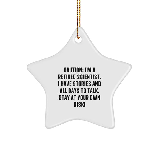 Funny Scientist Gifts from Friends - Stay At Your Own Risk! Christmas Unique Star Ornament for Scientist Men - Image 1