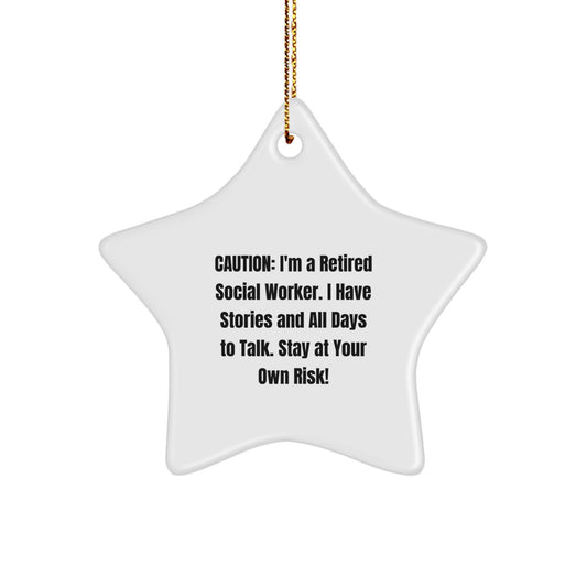 Funny Social Worker Gift, I'm A Retired Social Worker, Star Ornament for Social Worker Christmas Unique Gifts from Friends - Image 1