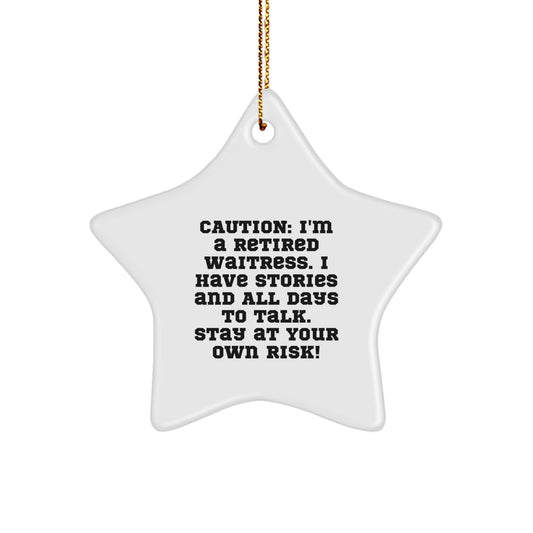 Waitress Gifts from Friends and Family - Star Ornament with Funny Quote, Perfect for Christmas - Image 1