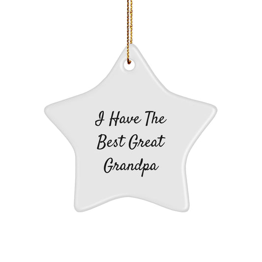 Funny Grandpa Gifts for Christmas - White Star Ornament 'I Have The Best Great Grandpa' from Family - Image 1