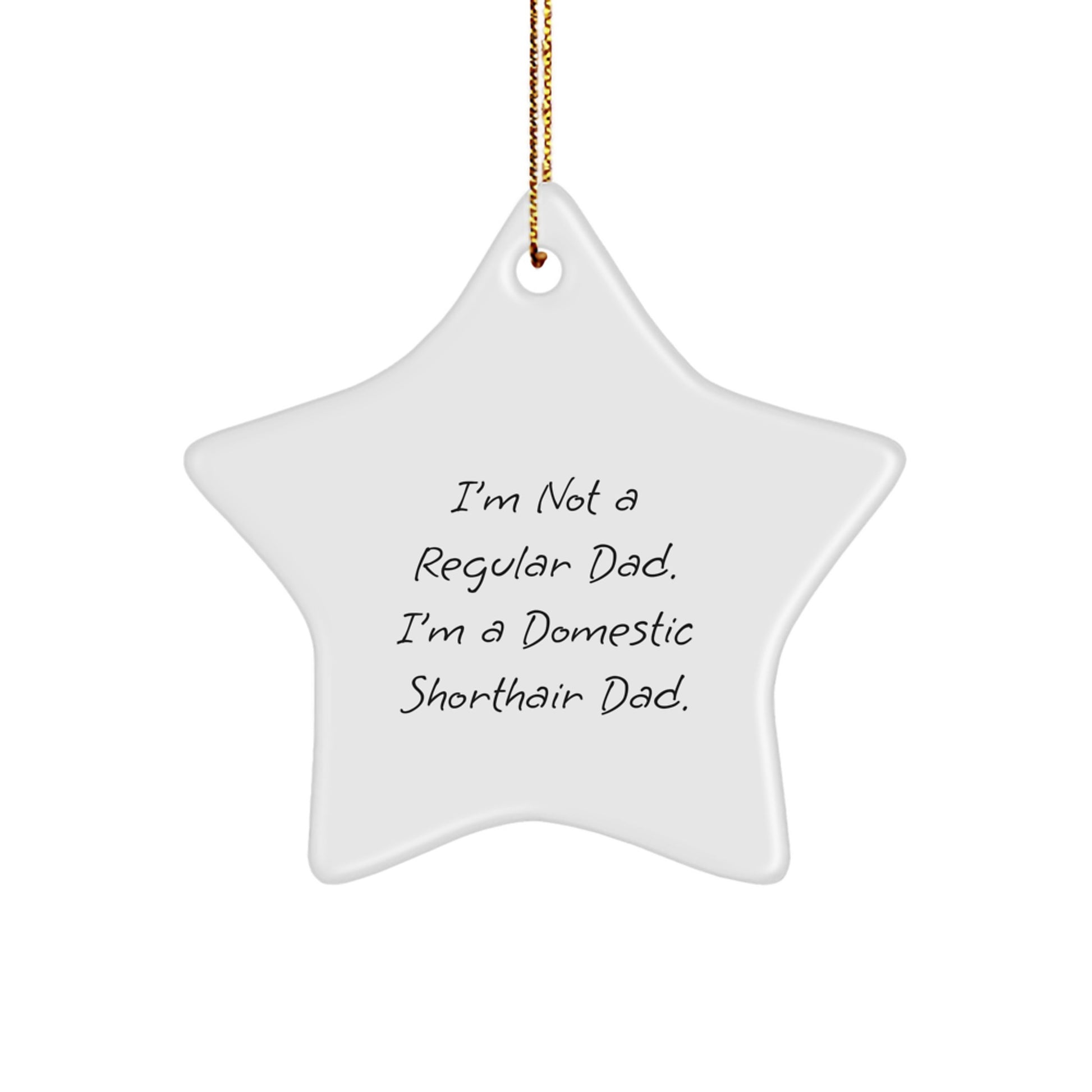 Funny Domestic Shorthair Cat Dad Star Ornament Gifts for Friends and Family from Men - Image 1