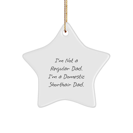 Funny Domestic Shorthair Cat Dad Star Ornament Gifts for Friends and Family from Men - Image 1