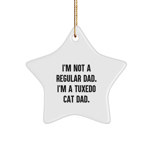 Tuxedo Cat Dad's Funny Star Ornament Gifts from Men to Friends, Family Christmas Decorations - Image 1