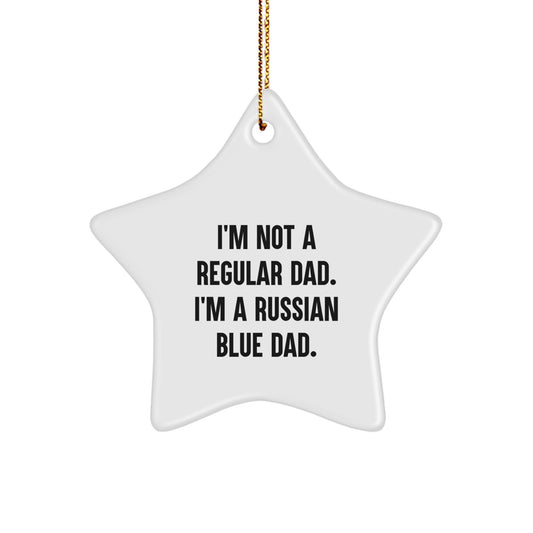 Funny Russian Blue Cat Dad Star Ornament, Gifts from Men for Russian Blue Cat, Unique Christmas Unique Gifts for Family - Image 1