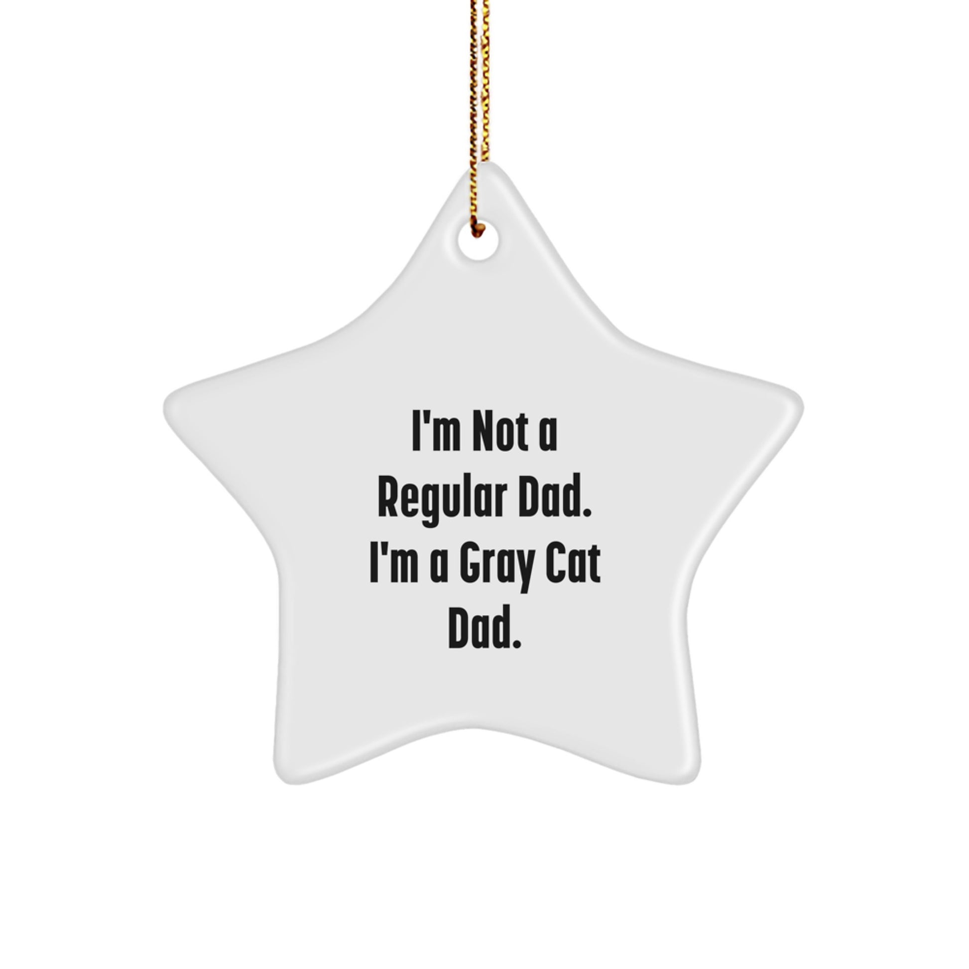 Funny Gray Cat Dad Gifts, Gray Cat Star Ornament for Christmas Unique Gifts from Men to Gray Cat Lover - Image 1
