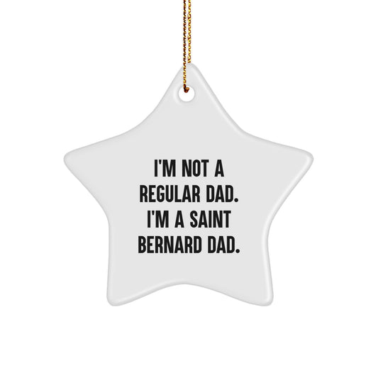 Funny Saint Bernard Dad Gifts from Men to Family for Christmas Unique Star Ornament - Image 1