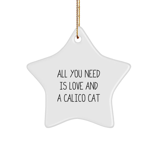 Calico Cat Star Ornament Gifts from Friends and Family for Christmas - All You Need Is Love - Image 1