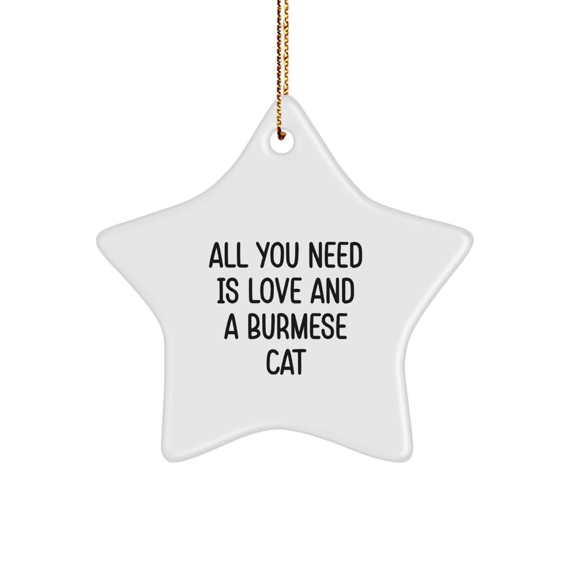 Gifts from Men to Friends for Burmese Cat Lovers - Christmas Unique Star Ornament, Funny Quote: All You Need Is Love And A Burmese Cat - Image 1