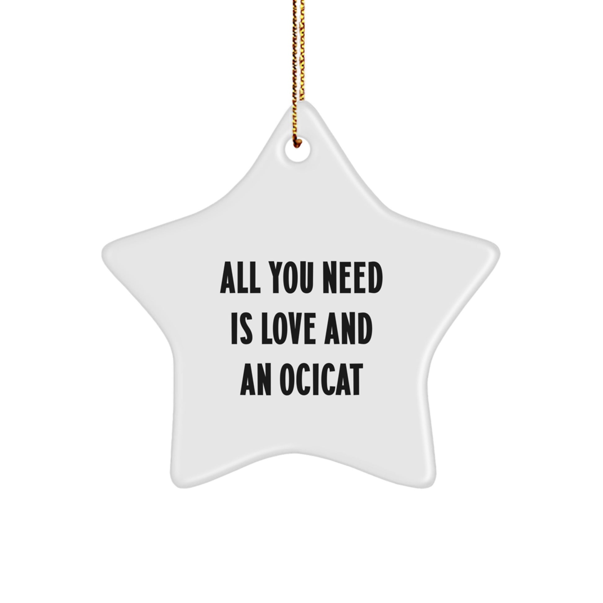 Ocicat Lovers Gifts from Family, Christmas Unique Star Ornament with Quote All You Need Is Love And An Ocicat, Gifts for Ocicat Enthusiasts, Funny Christmas Decorations - Image 1