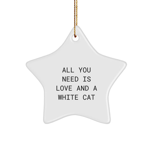 White Cat Lover Gifts from Family and Friends - Star Ornament with Humorous Quote - Christmas Unique Gifts - Image 1