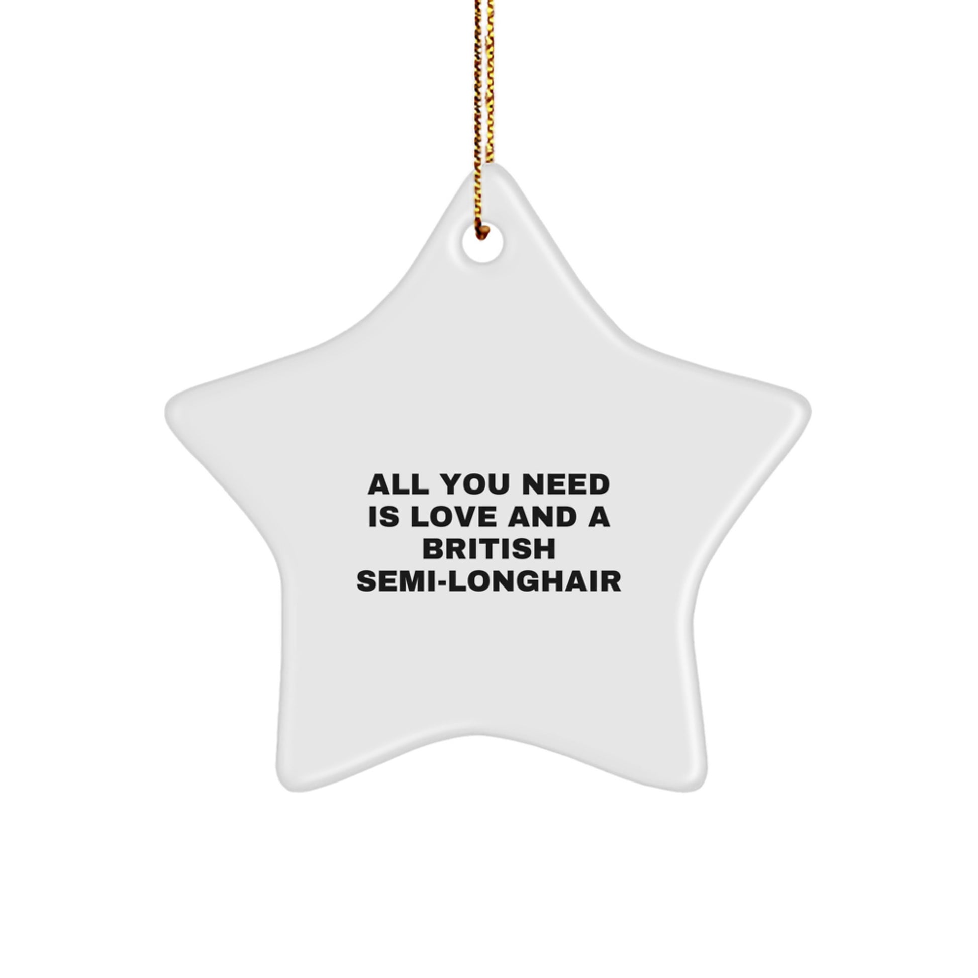 British Semi-Longhair Cat Lover Gifts from Friends - Christmas Unique Star Ornament - Funny Quote 'All You Need Is Love And A British Semi-longhair' - Image 1