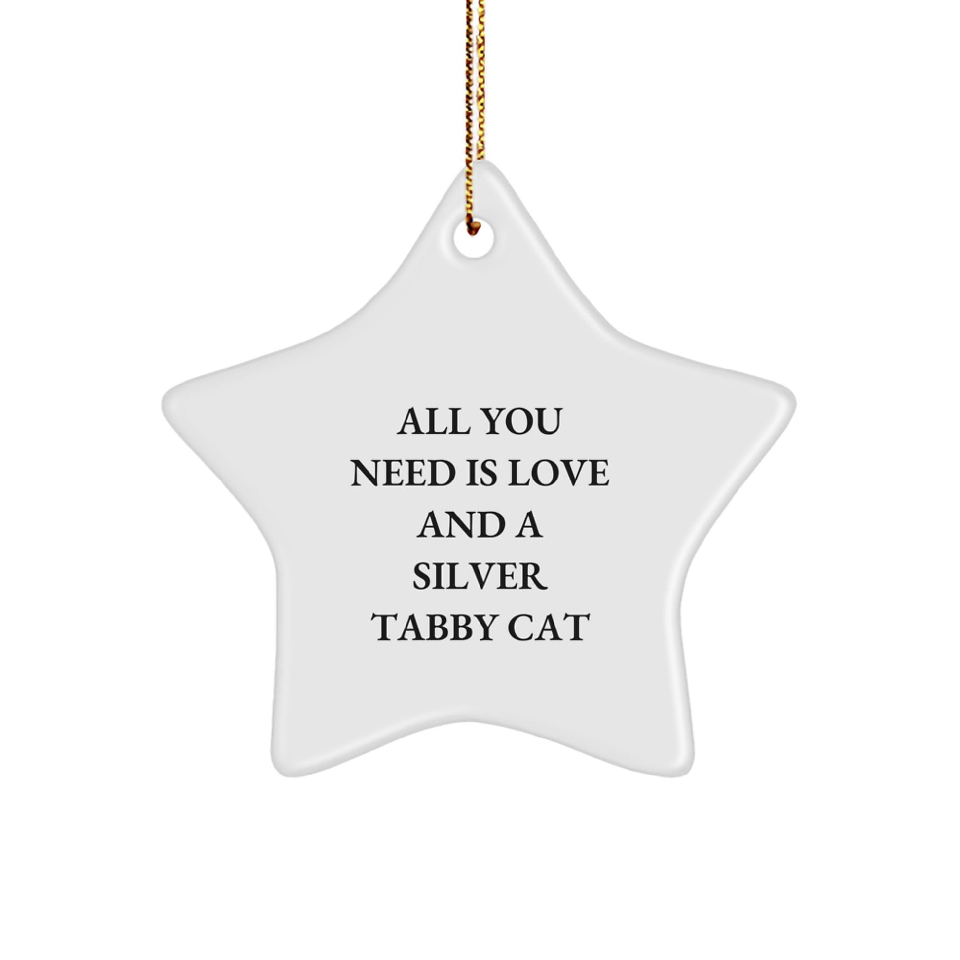 Funny Silver Tabby Cat Star Ornament Gifts from Friends - Christmas Unique Gifts for Silver Tabby Cat Lover - Inspirational Quote - All You Need Is Love And A Silver Tabby Cat Star Ornament - Image 1