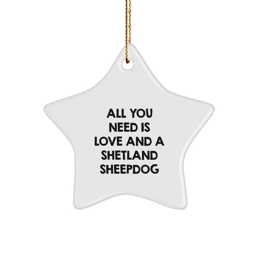 Funny Shetland Sheepdog Gifts from Friends for Christmas Unique Star Ornament - Image 1