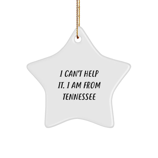 Tennessee Star Ornament, I Can't Help It, Funny Gifts for Friends, Family, or Coworkers, Christmas Tree Decorations - Image 1