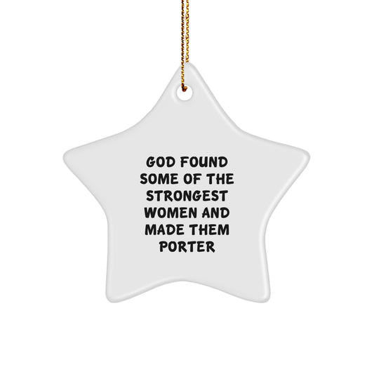 Funny Star Ornament, Gifts from Family or Friends to Porter, White Star Shaped Decoration for Christmas Unique Gifts - Image 1