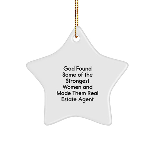 Funny Star Ornament Gifts for Real Estate Agents from Friends - Christmas Unique Decorations - Star Shaped MDF Ornaments for Women Coworkers - Image 1