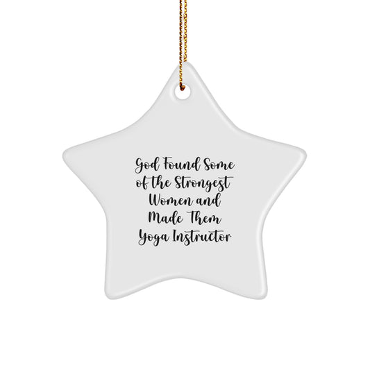 Funny Yoga Instructor Gifts from Family - Star Ornament for Women, Inspirational Quote, White Color, 3.25" Tall, Perfect for Christmas - Image 1