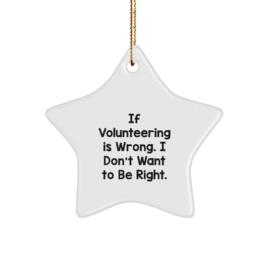Volunteering Star Ornament, Funny Quote Gifts from Friends for Christmas - 'If Volunteering Is Wrong. I Don't Want To Be Right.' - Unique Star Shaped Decor for Home, Office, or Gift - Image 1