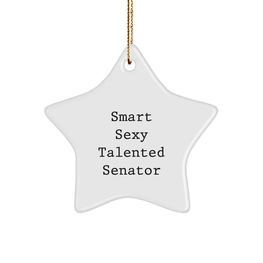 Funny Senator Gifts, 'Smart Sexy Talented' Star Ornament, White, 3.25'' Tall, MDF, Sublimation, Christmas Unique Gifts from Men, Women, Friends, Coworkers, Family - Image 1