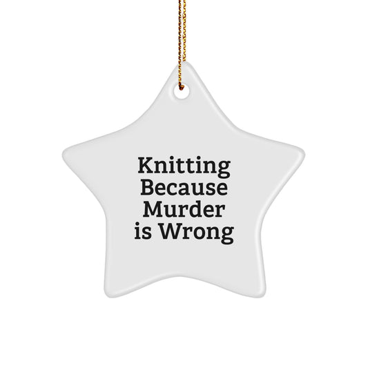 Funny Knitting Star Ornament Gifts from Family, Friends, or Coworkers for Knitting Lovers, Star Decoration, Christmas Unique Gifts - Image 1